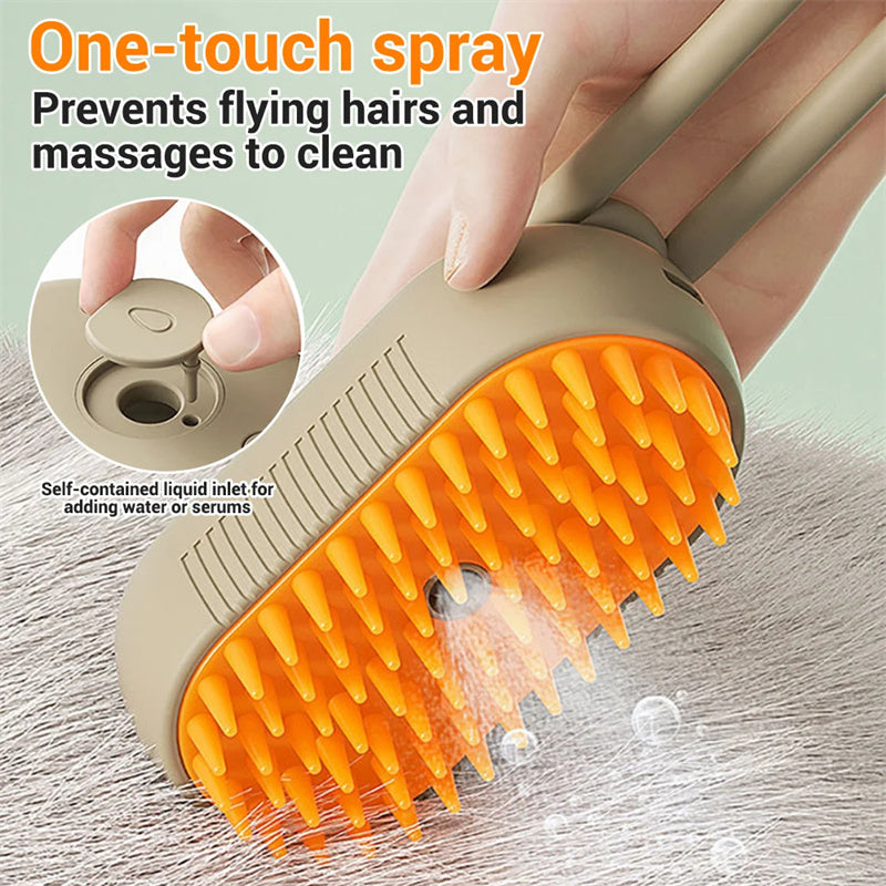 SteamGroom™ 3-in-1 Pet Steam Brush – Deshedding, Detangling & Anti-Static Grooming Tool for Dogs & Cats