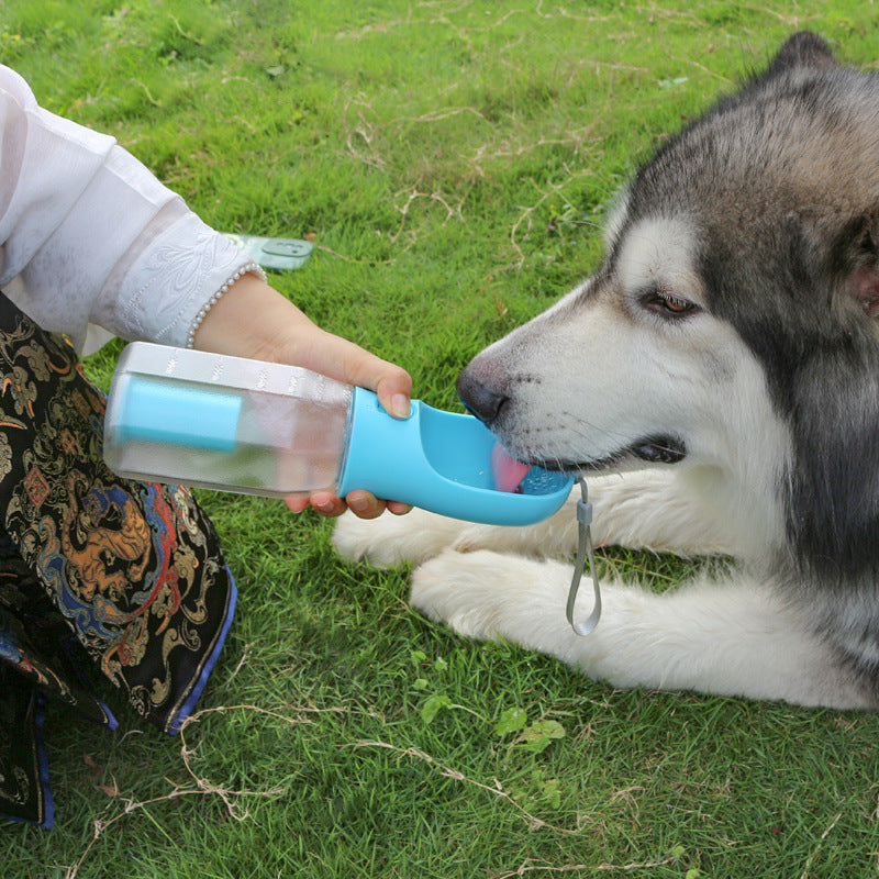 3-in-1 Portable Pet Travel Bottle – Water, Food & Waste Bag Dispenser
