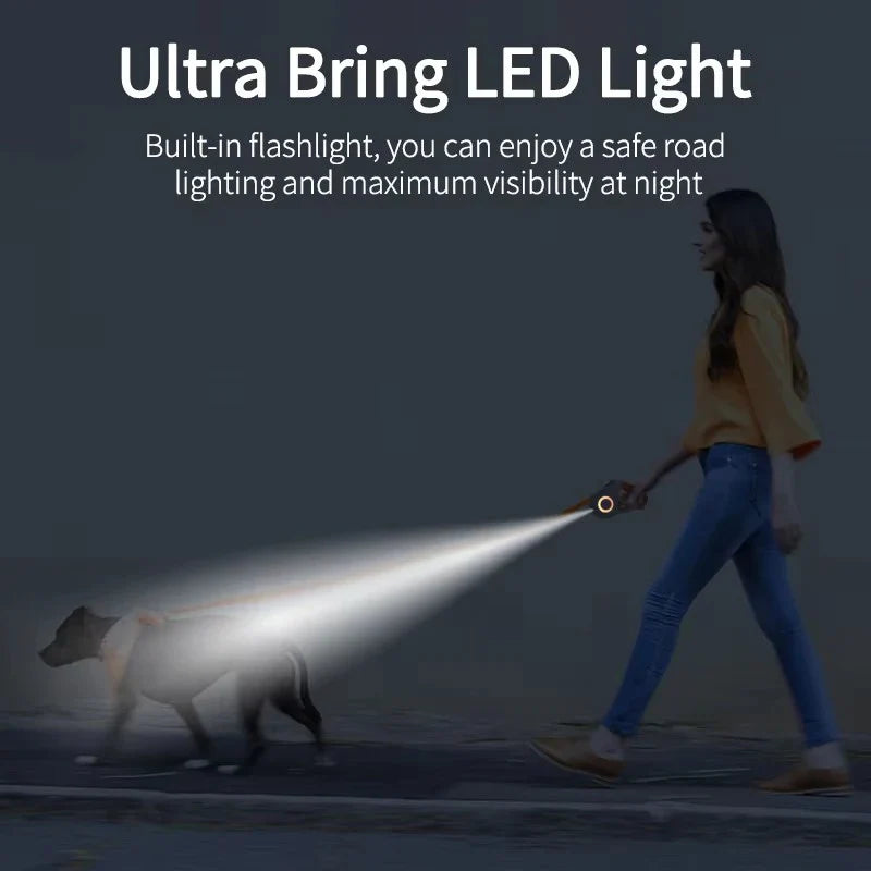 LumiLeash™ LED Pet Leash – Built-In Flashlight for Safe Night Walks