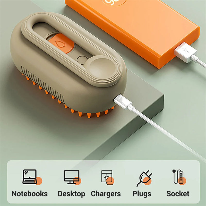 SteamGroom™ 3-in-1 Pet Steam Brush – Deshedding, Detangling & Anti-Static Grooming Tool for Dogs & Cats